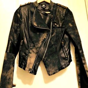 Vegan Leather Asymmetrical Jacket, Small